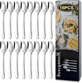 Hunnycook 445004546568 16-pack Sporks 7.2 Inch Stainless Steel Metal Spork Set For Pasta Soup