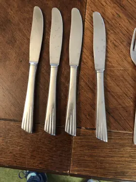 Hua1 Husaby Stainless Sweden Handle Slant 7 Inch Forks 8 Knives Serving Spoons #2