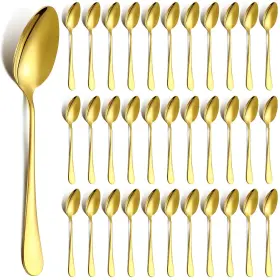 Dun-hushee-1734 Hushee 50 Pcs Gold Spoons 8 Inch Stainless Steel Dinner Soup Metal Table For