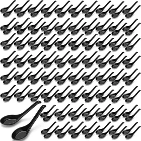Hushee-dsy2s-s6h Hushee 200 Pcs Asian Soup Spoon Chinese Spoons Bulk Large Noodle Black