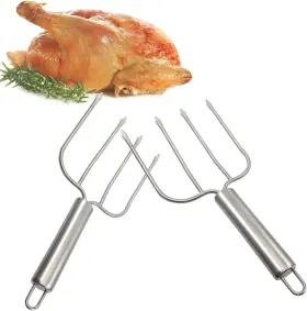 8541906990 I Kito Thanksgiving Turkey Lifter Serving Set Roaster Poultry Forks Of 2 Sliver