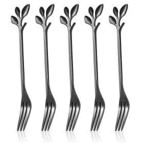 Iferrens 785382233313 Ifeico 5 Pcs Black Dessert Forks 4 7 Inch Stainless Steel Fruit