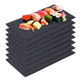 Ihdyppew 729767459592 8 Pack 8.7 X 6 Inch Slate Cheese Boards Black Rectangle Charcuterie Bo