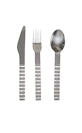 Ikea Ike1 Vintage 80s 3 Piece Retr Tt Wavy Zigzag Pattern Cutlery Flatware