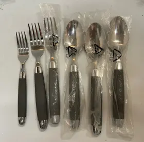 M8306 Ikea Flatware Stainless Set Of 6 Pieces Plastic Gray Handle New