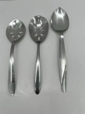 Im145 Imperial/ekco & Unbranded Usa/ekco/& Serving Utensil Set 3 Pc Spoons Stainless Steel- 9-10 Inch