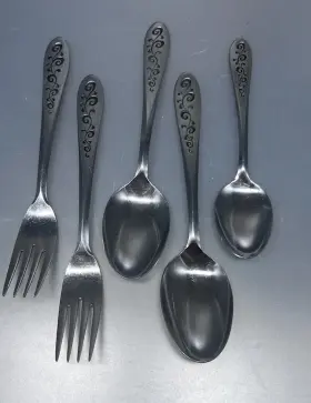Imi49 Imperial 5 Pc Stainless By Intl Spoons And Forks Scroll Handles Japan #3