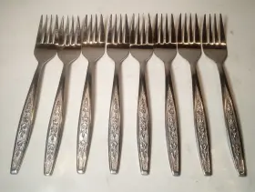 Imi80 Imperial Set 8 Iic Salad Forks Stainless Flatware Korea Floral Textured