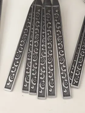 Imiimi115 Imperial International Imi115 Stainless Spoons Vintage Black Accent Textured Flowers Scrolls Flatware #2