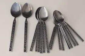 Imiimi115 Imperial International Imi115 Stainless Spoons Vintage Black Accent Textured Flowers Scrolls Flatware
