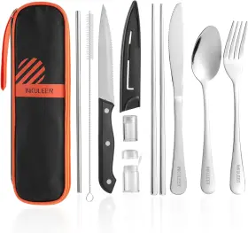 Inkuleer 711181692877 Travel Cutlery Portable Set Silverware 18/8