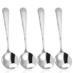 648462 Innohhustle Hammered Spoons 4 Pcs Stainless Steel Soup Set Teaspoons Fine Dessert