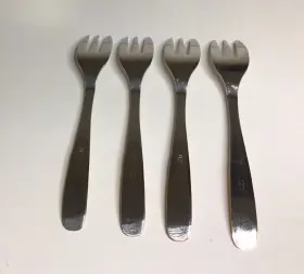 Inx1 Inoxpran Pastry Forks Stainless Gold Tone Accents 6 Inch Set Of 4 #2