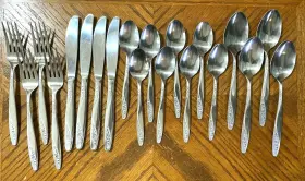 Ins304 International Stainless Forks Knives Spoons Floral Textured 20 Pcs