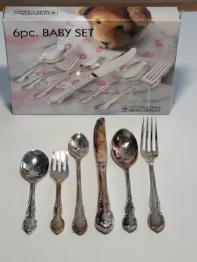 99110455 International Silver Company Plated 6 Pcs Baby Set Spoons Forks Knife #2