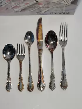 99110455 International Silver Company Plated 6 Pcs Baby Set Spoons Forks Knife #3
