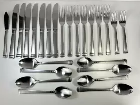 Ins350 International Stainless 25 Flatware Spoons Forks Knives Frosted