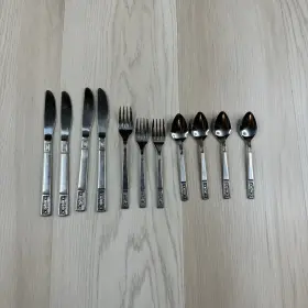42032 Interpur Stainless Cortina Pattern Black Accent Textured 7 1/4 Inch Japan Lot Of 11