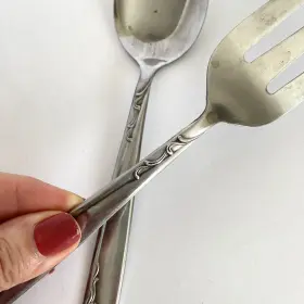 Inr15 Interpur Rose Serving Spoon Fork Retired Design Stainless Flatware Japan #3