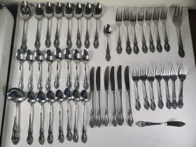 Inr20 Interpur Stainless Steel Flatware Roses Cutouts Made In Japan 47 Piece Set