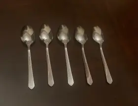 Inr21 Interpur Stainless Rose Floral Pattern Table Spoons Set 5 Glossy Japan #3