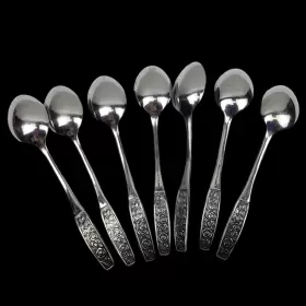 Inr28 Interpur Stainless Flatware Embossed Roses Black Accent Lot 7 Soup Spoons #2