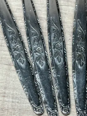 Inr7 Interpur Vintage Stainless Japan Single Rose Lot Dinner Forks Spoons 7pc #2
