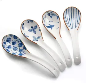 Iqcwood 711181800050 Porcelain Soup Spoons 6.2 Inch Asian Ramen Japanes