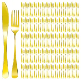 Isohit B0d813lklf 100 Pcs Stainless Steel Gold Silverware Set Bulk Flatware Service