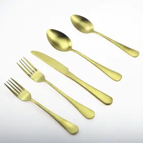 Jkky1010g54 Jankng 20-piece 18/10 High-class Stainless Steel Flatware Set Matte Gold Service For 4