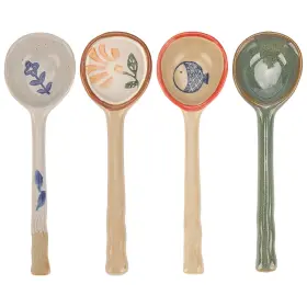 Jjl-1322-005 Jankow 4 Pack Japanese Ceramic Soup Spoons Long Handle Round Spoon Han