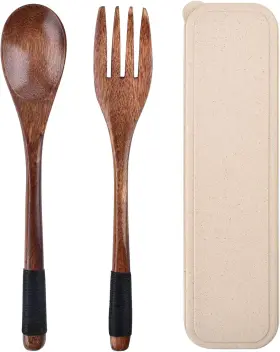 Cutlery02 Jiabeius Wooden Cutlery Set Spoon And Fork Reusable Travel With Case