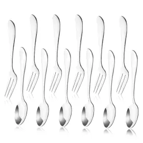 Jiakai 760635688683 12pcs Stainless Steel Tea Dinner Server Spoon And Cake Fruit Forks Kitchen Ac