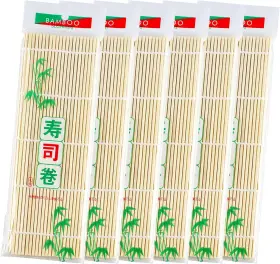 Usa00459 Jialeey Bamboo Sushi Rolling Mat 9.5x9.5 Inch 6 Pcs Set Medium Brown