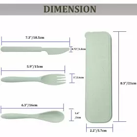 Jnnzzggu 780280713394 4 Sets Wheat Straw Cutleryportable Cutlery Spoon Knife Fork Tableware Set Wit #2