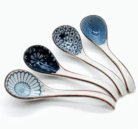 C521 Jobntz Asian Soup Spoon Ceramic Ramen Spoons Japanese Style For Pho Miso Dumplin