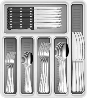 Sku01fu Junlin 49-piece Stainless Steel Silverware Set With 49pcs Silver Organizer