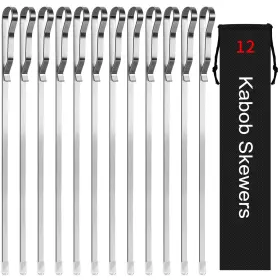 Jy-22 Jy Cookment Kabob Skewers 17 Inch Stainless Steel Long Bbq Barbecue Flat Metal Kebob