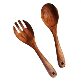 Kalinco 431271572903 Wooden Acacia Salad Servers With Spoon And Fork Set Cooking Utensils Fo