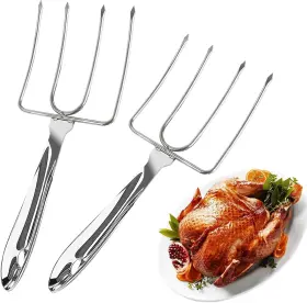 Jmmf1122 Kaycrown Turkey Lifter Forks Stainless Polished Steel Silver