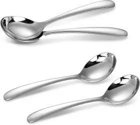 Keawell 313049733793 Premium 7.3 Inches Soup Spoons With Hook Handle Set Of 4 18/10 Stainle