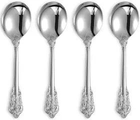 Keawell 445046234287 Gorgeous Round Soup Spoon Set Of 4 18/10 Stainless Steel Luxury