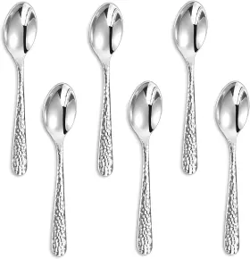 Keawell 711181603606 Premium Louise Hammered Demitasse Espresso Spoons 6-piece/12-piece Set