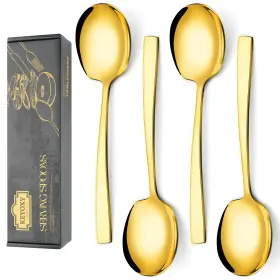 Keyoxy Ss39-gydfsc-4-g-ss-2407 4 Piece Stainless Steel Serving Spoons Set - Large 9.2-inch Dishwa
