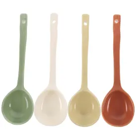 Y161758p0l Kichvoe Ceramic Soup Spoons Set Of 4 6.69 Inch Heat-resistant Porcelain Ladles For Ho