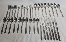 K106 Kimco Stainless Flatware Japan Replacement Set 11 Pcs Knives Spoon Fork 35