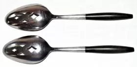 Kgs2 Kingston 2 Stainless Steel Wood Handle Pierced Serving Spoon 8 Inch #2