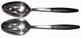 Kgs2 Kingston 2 Stainless Steel Wood Handle Pierced Serving Spoon 8 Inch