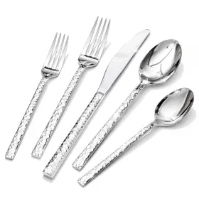 Ks6614 Kingstone 20 Piece Hammered Silverware Set 18/10 Stainless Steel Flatware Home