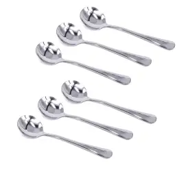 14159890 Kingsuper Stainless Steel Table Soup Spoon Set Of 6 Round